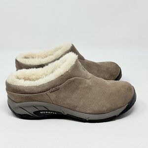 Merrell Encore Ice Clogs Shoes Womens 9 Brown Suede Shearling Lined Comfort Cozy